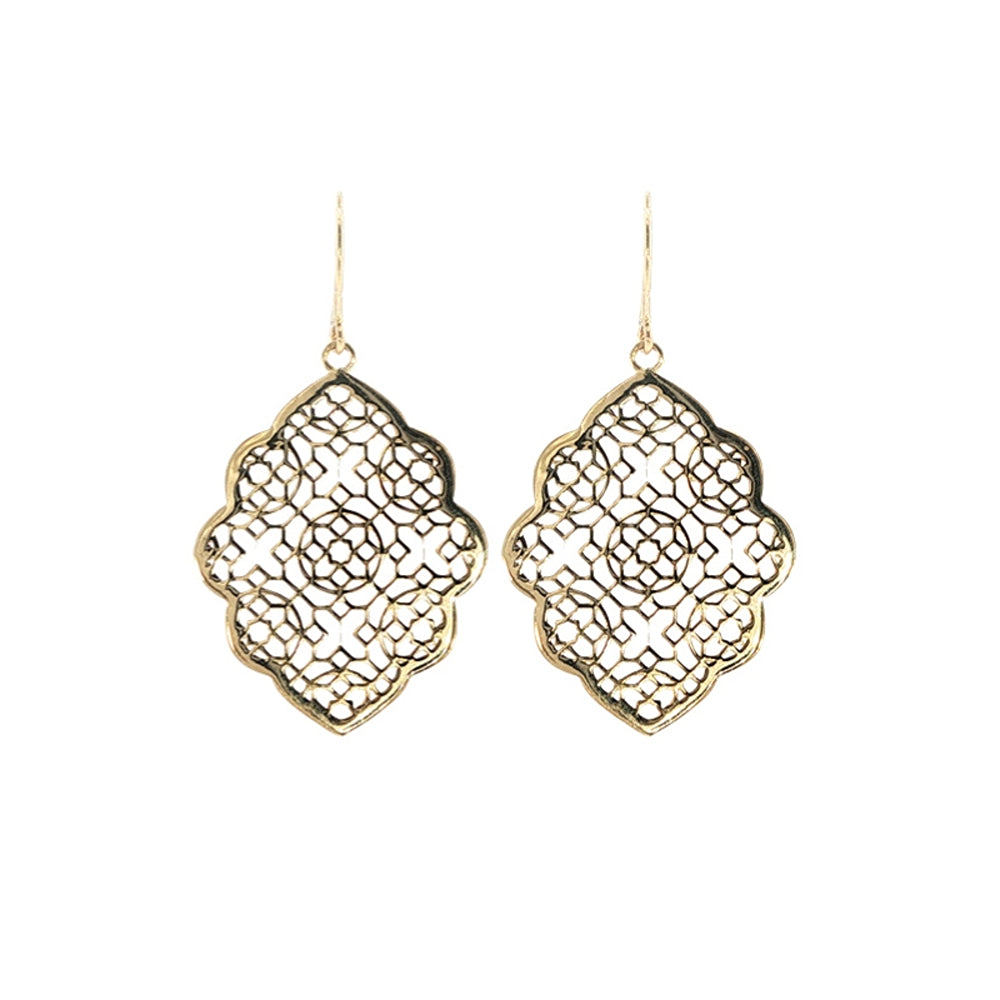 filigree hook earrings in 9ct yellow gold
