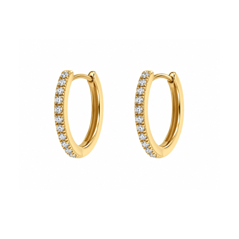 Cubic zirconia set huggie earrings in 9ct yellow gold