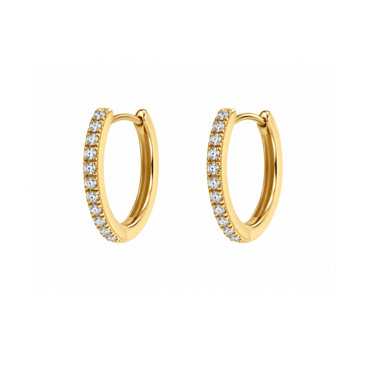 Cubic zirconia set huggie earrings in 9ct yellow gold
