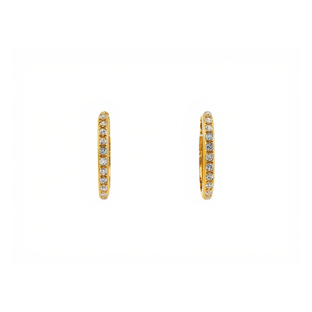 Cubic zirconia set huggie earrings in 9ct yellow gold