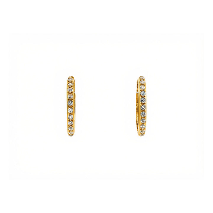 Cubic zirconia set huggie earrings in 9ct yellow gold