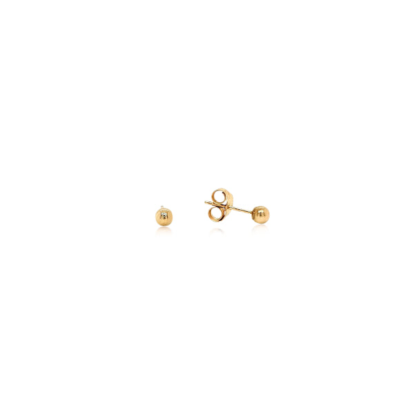 Ball stud earrings in 9ct yellow gold with rolled gold scrolls - 3mm