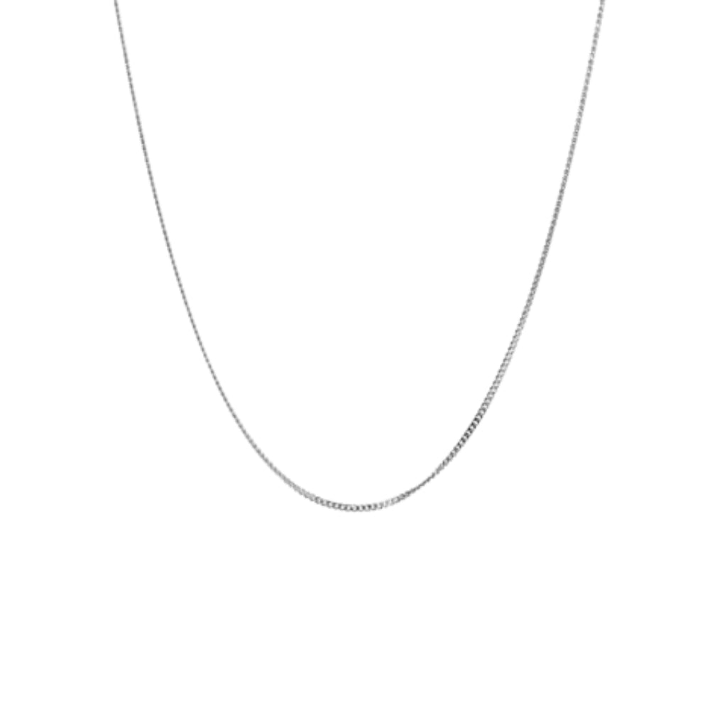 Medium diamond cut curb chain in 9ct white gold - 45cm