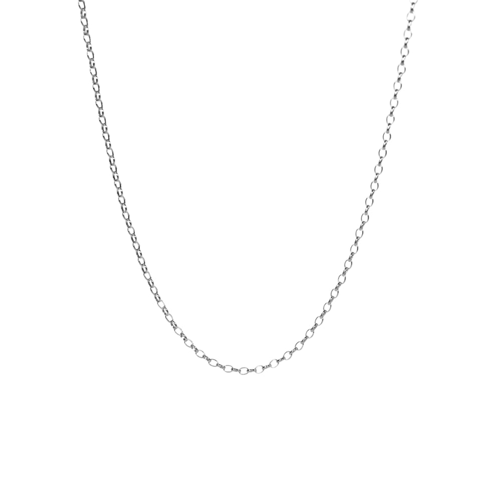 Light oval belcher chain in 9ct white gold - 50cm