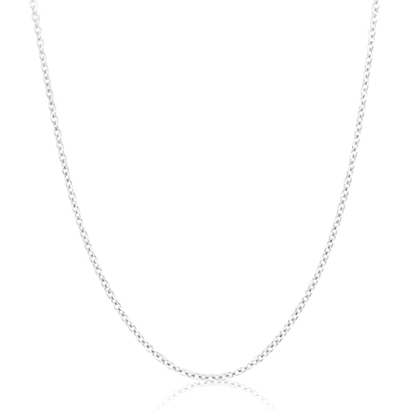 Fine round cable chain in 9ct white gold - 45cm