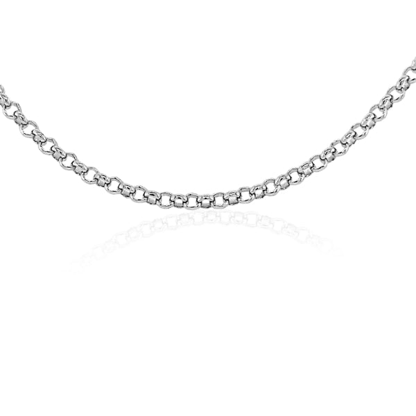 Light oval belcher chain in 9ct white gold - 45cm