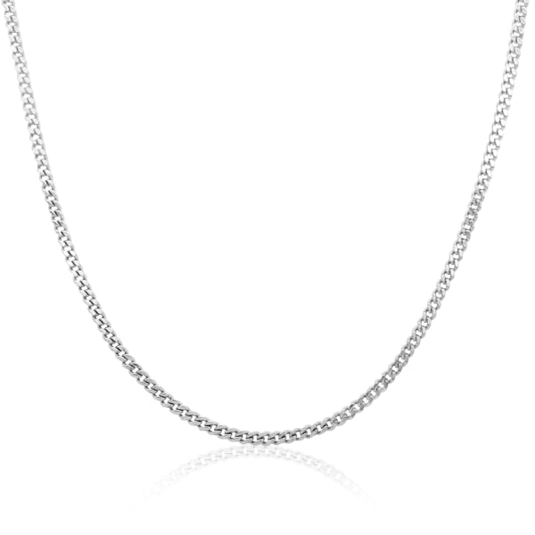 Light diamond cut curb chain in 9ct white gold - 45cm