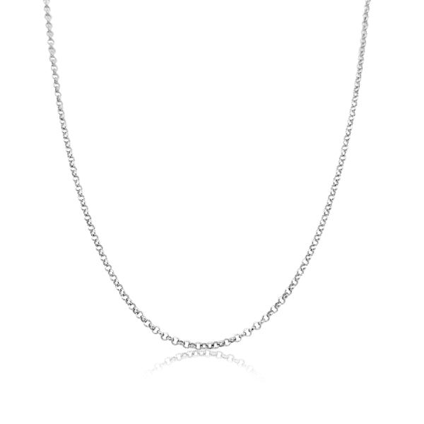 Fine oval belcher chain in 9ct white gold - 45cm