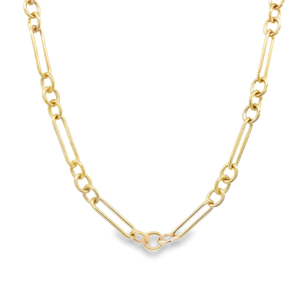 Paperlink and cable 3+1chain in 9ct yellow gold - 50cm