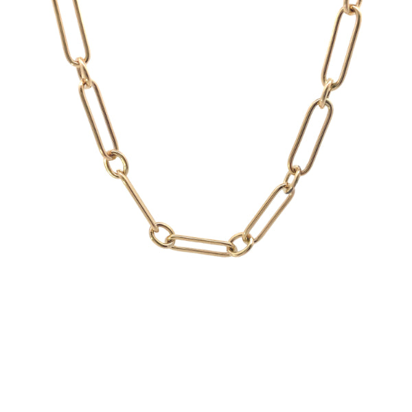 9ct yellow gold paperlink & cable chain - 50cm