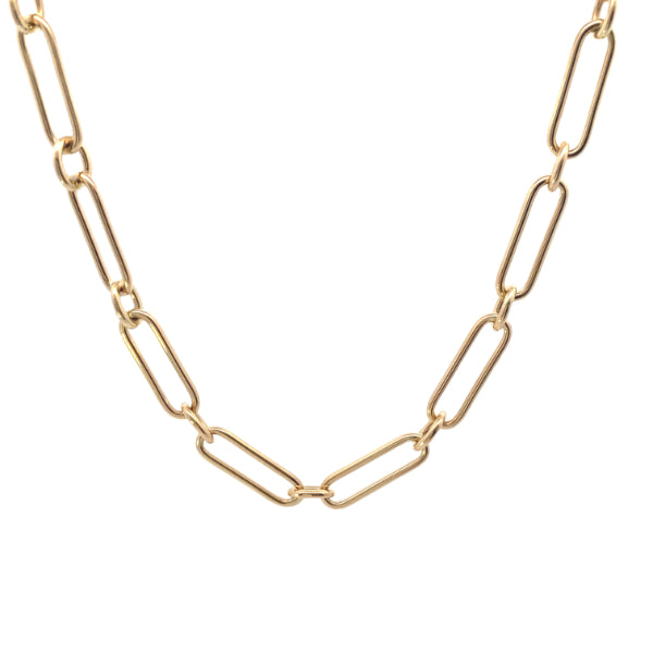 9ct yellow gold paperlink & cable chain - 50cm