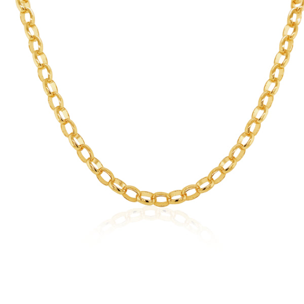 9ct yellow gold heavy oval belcher chain - 45cm