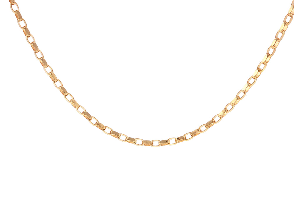 9ct yellow gold diamond cut oval belcher chain - 50cm