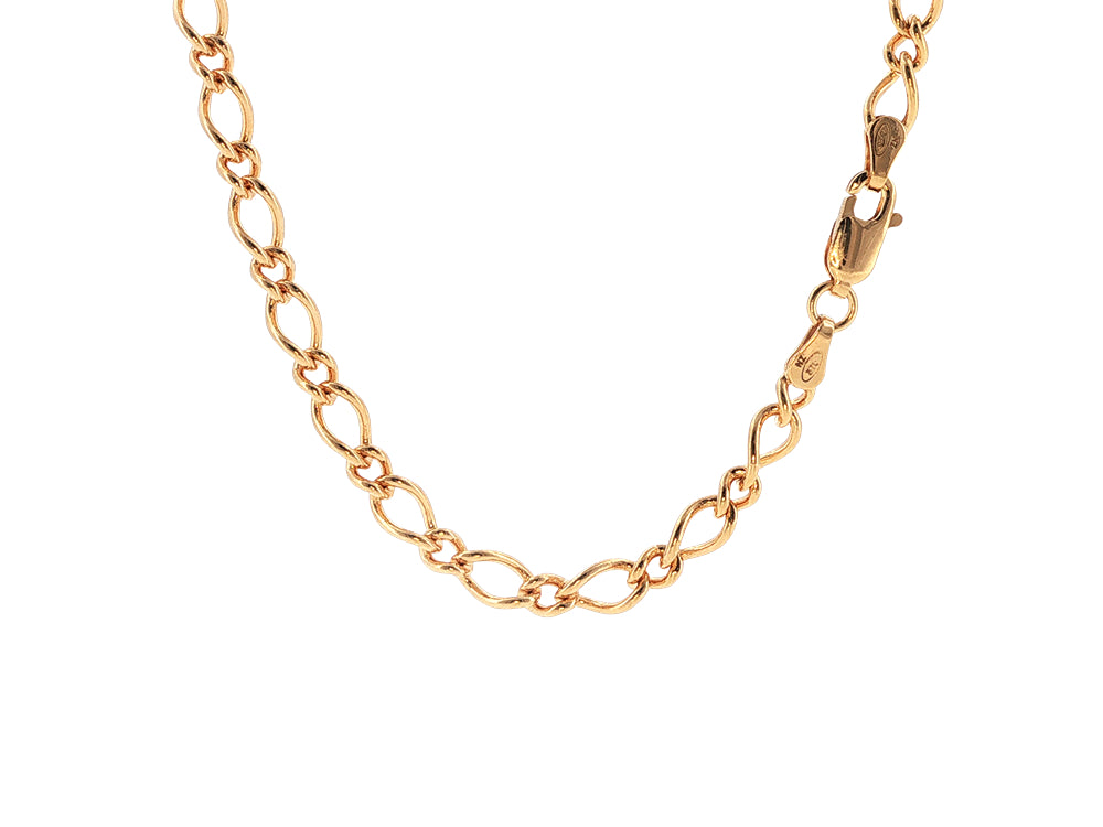 9ct yellow gold 1+1 figaro chain - 45cm