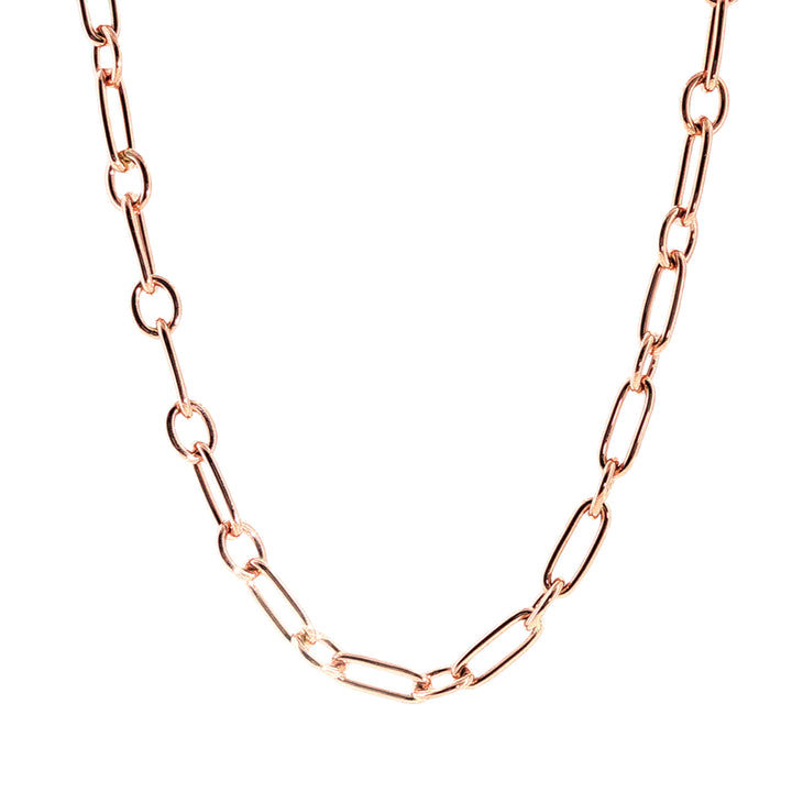 Paperlink and cable link chain in 9ct rose gold