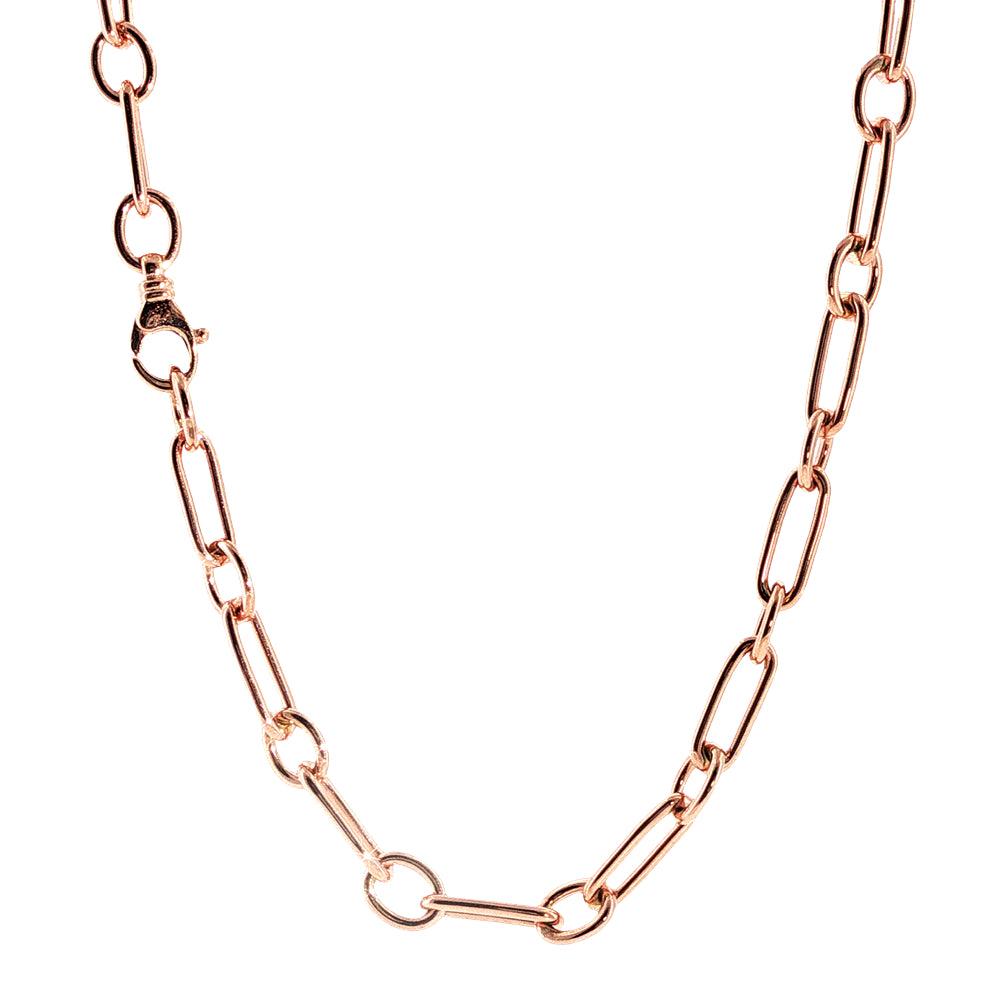 Paperlink and cable link chain in 9ct rose gold