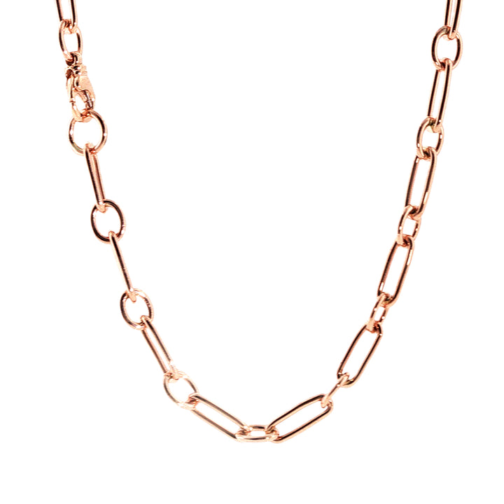 Paperlink and cable link chain in 9ct rose gold