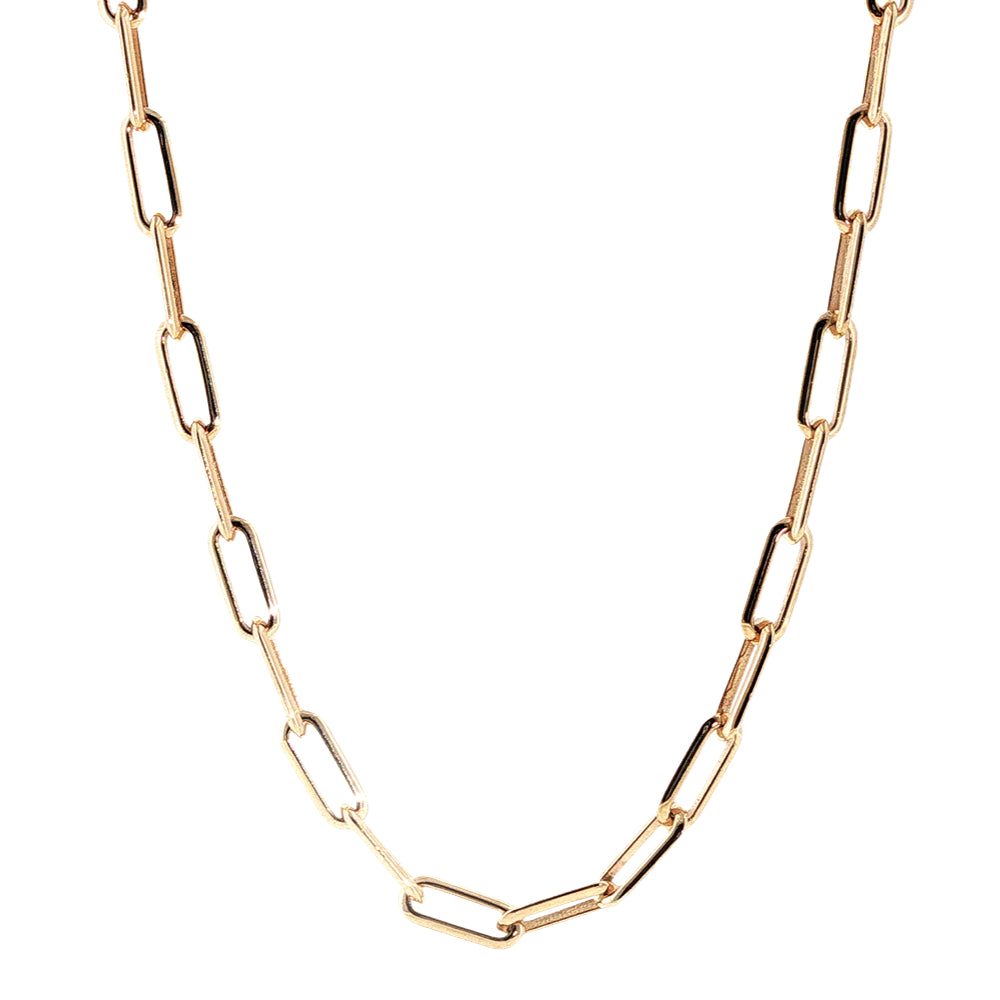 Oval knife edge paperlink chain in 9ct yellow gold