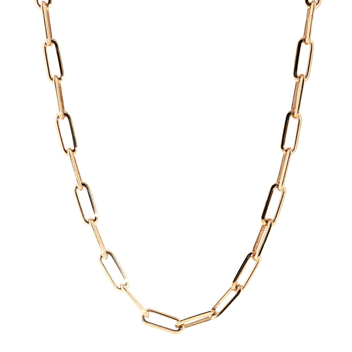 Oval knife edge paperlink chain in 9ct yellow gold