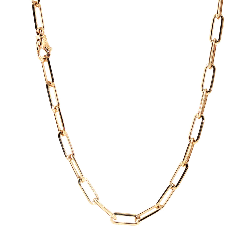 Oval knife edge paperlink chain in 9ct yellow gold
