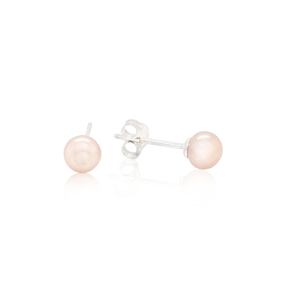 Natural pearl stud earrings in sterling silver - 5mm