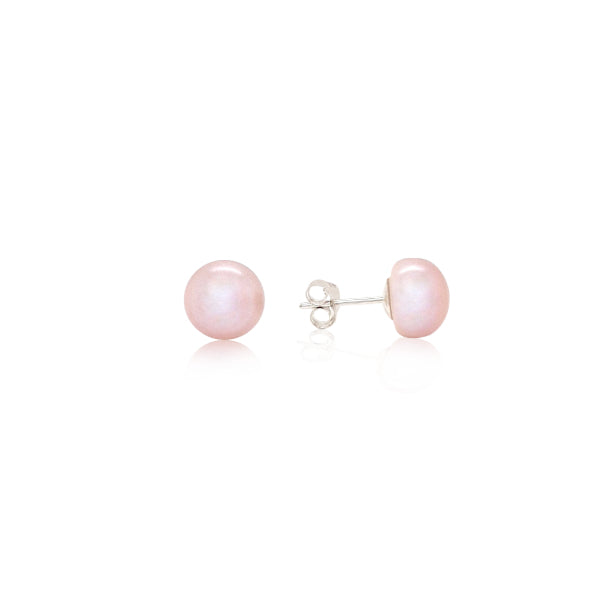 Natural pearl stud earrings in sterling silver - 9mm