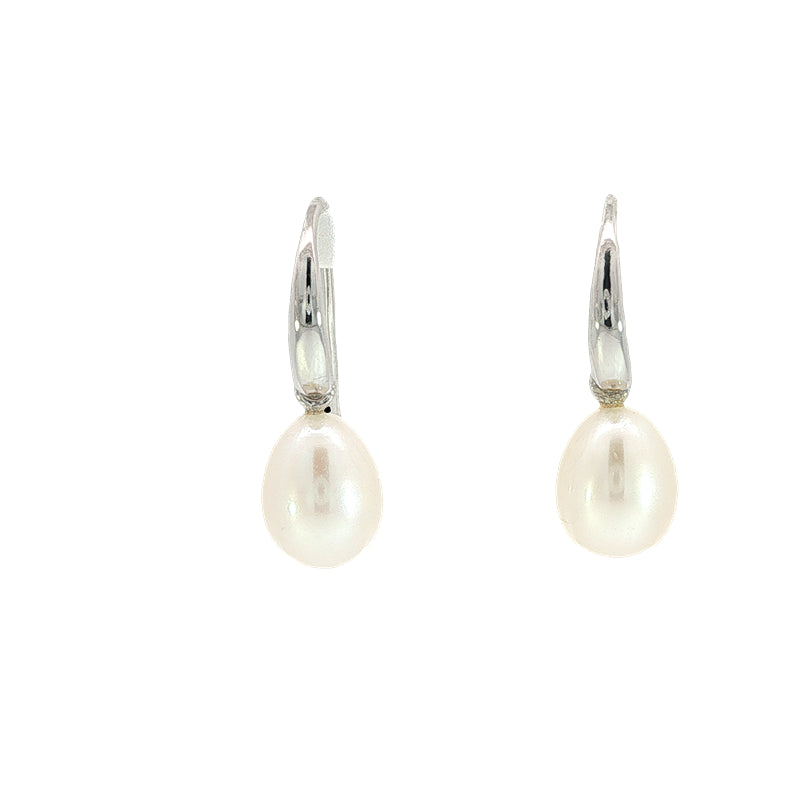 Freshwater pearl drop earrings on sterling silver hooks