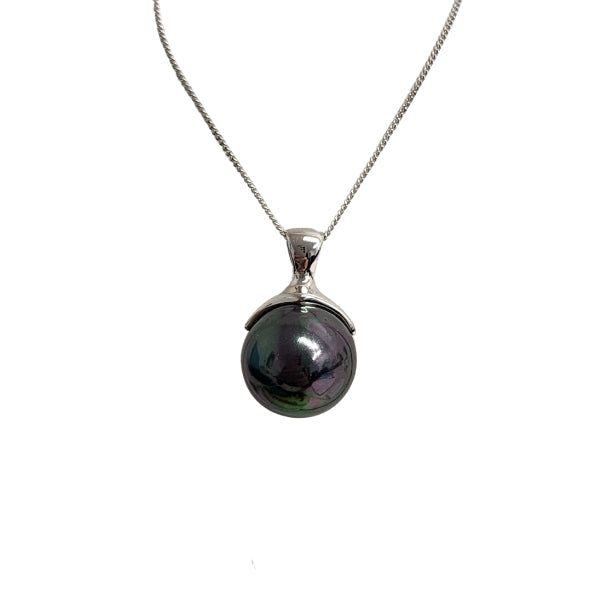 Black Pearl Pendant on Sterling Silver - 45cm Chain