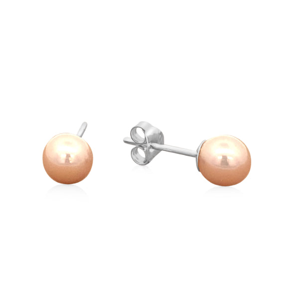 Natural pearl stud earrings in sterling silver - 6-6.5mm