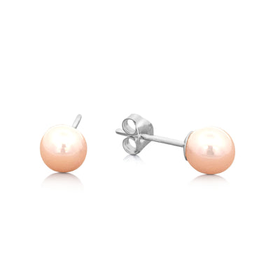 Natural pearl stud earrings in sterling silver - 6-6.5mm