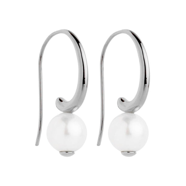 Najo - fern fresh water pearl hook earrings in sterling silver