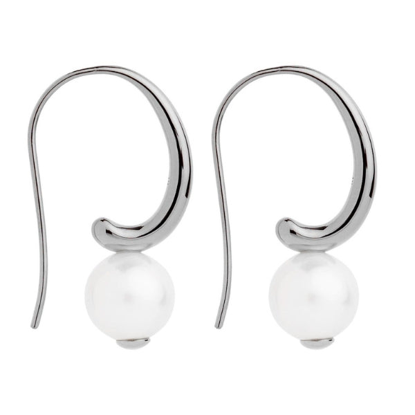 Najo - fern fresh water pearl hook earrings in sterling silver