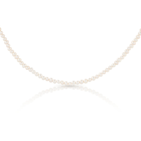 White freshwater fine pearl strand necklace - 45cm