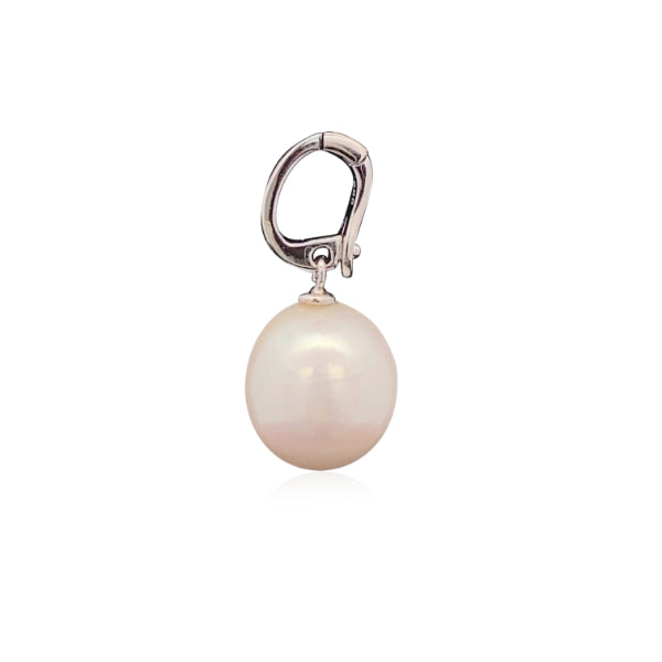 White baroque pearl enhancer pendant in sterling silver