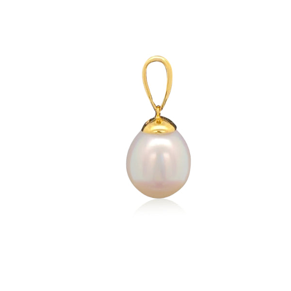 White south sea pearl drop pendant in 9ct yellow gold