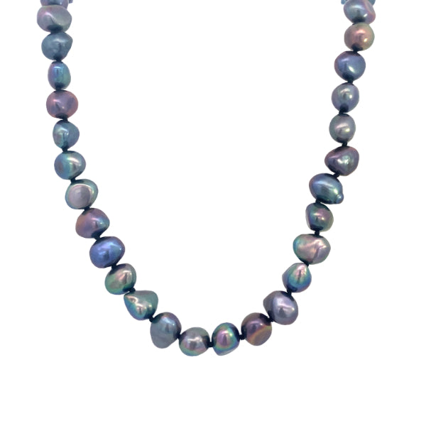 Black freshwater pearls knotted strand
