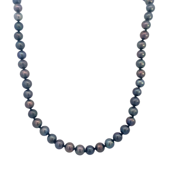 Black freshwater pearls knotted strand
