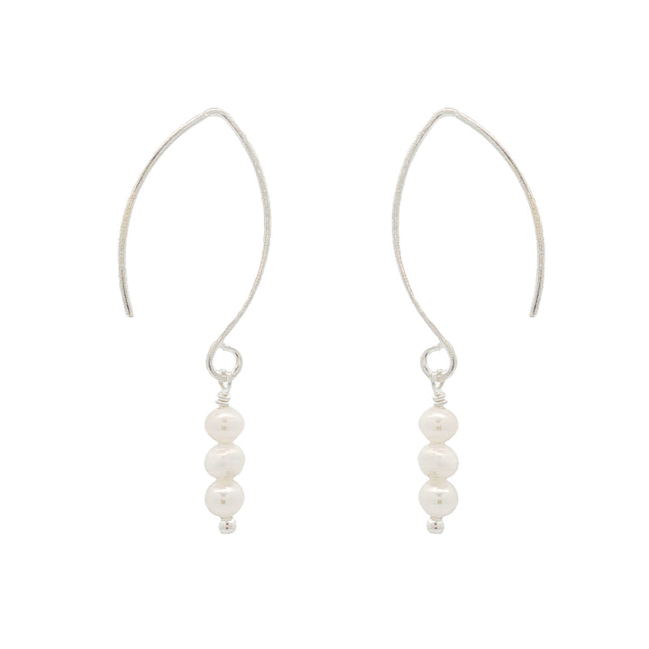 Freshwater pearl hook earrings in sterling silver