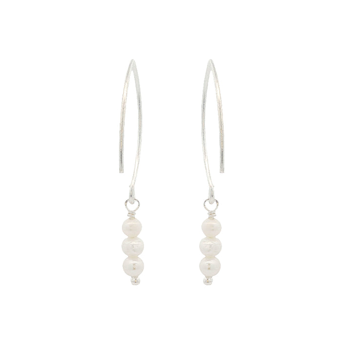 Freshwater pearl hook earrings in sterling silver