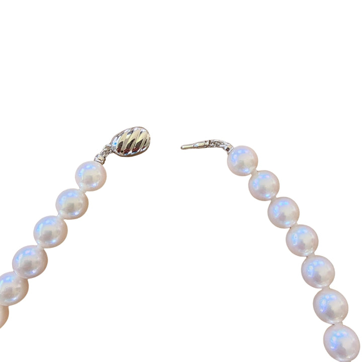 Akoya Pearls on silver wire with push button clasp