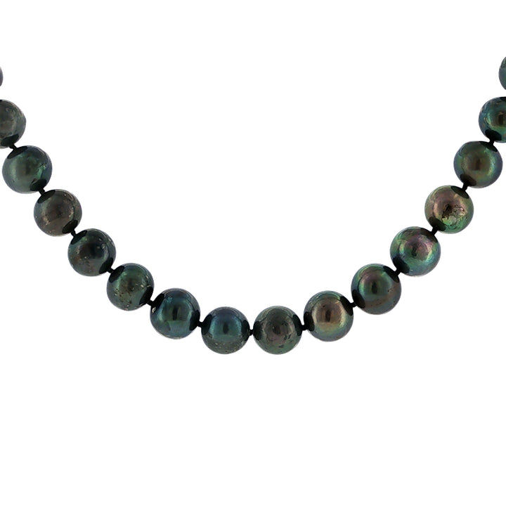 Black dyed freshwater pearl necklace with sterling silver clasp - 44cm