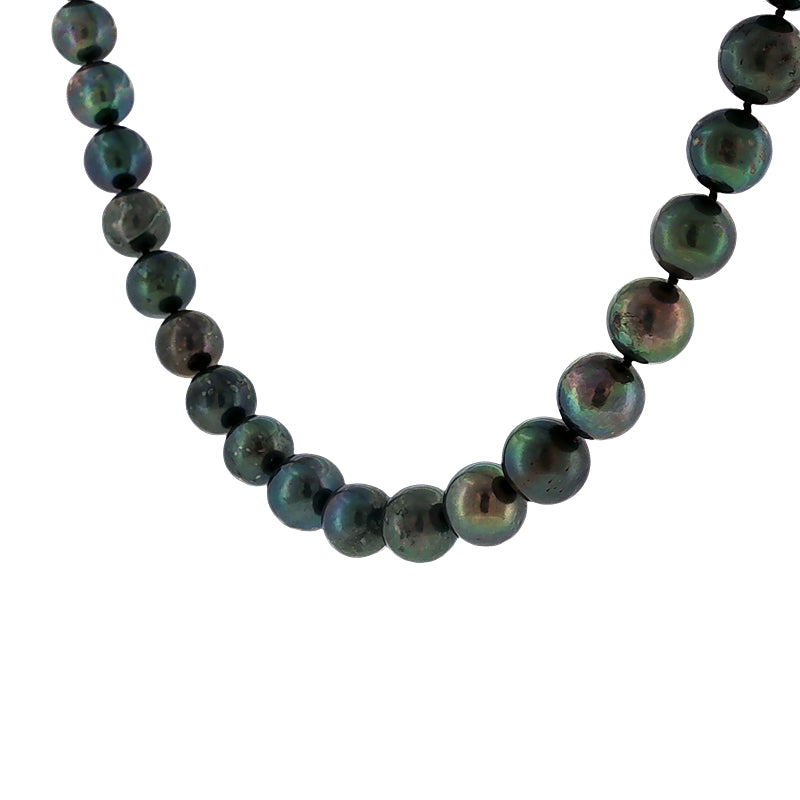 Black dyed freshwater pearl necklace with sterling silver clasp - 44cm