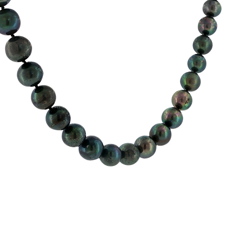 Black dyed freshwater pearl necklace with sterling silver clasp - 44cm