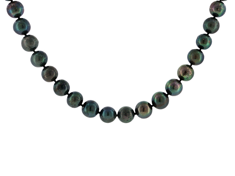 Black dyed freshwater pearl necklace with sterling silver clasp - 44cm