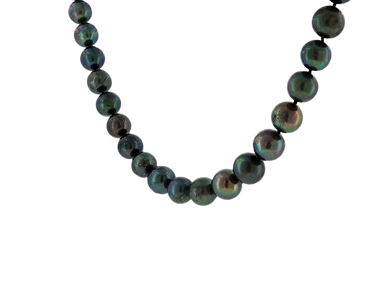 Black dyed freshwater pearl necklace with sterling silver clasp - 44cm