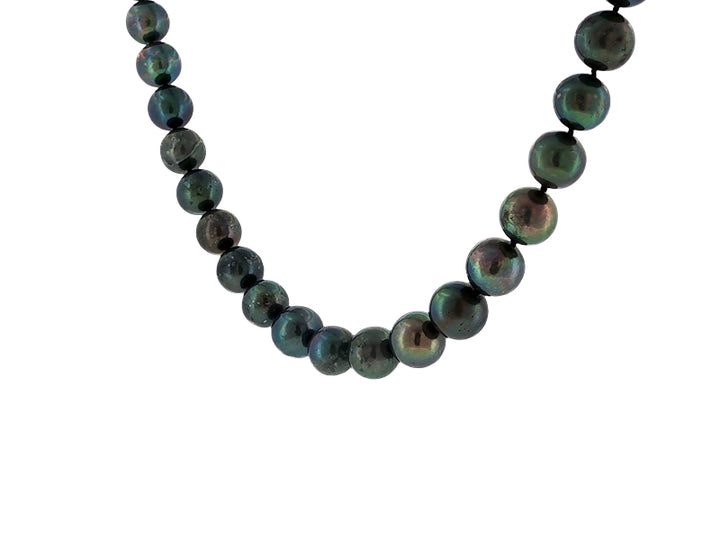 Black dyed freshwater pearl necklace with sterling silver clasp - 44cm