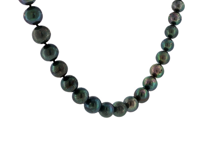 Black dyed freshwater pearl necklace with sterling silver clasp - 44cm