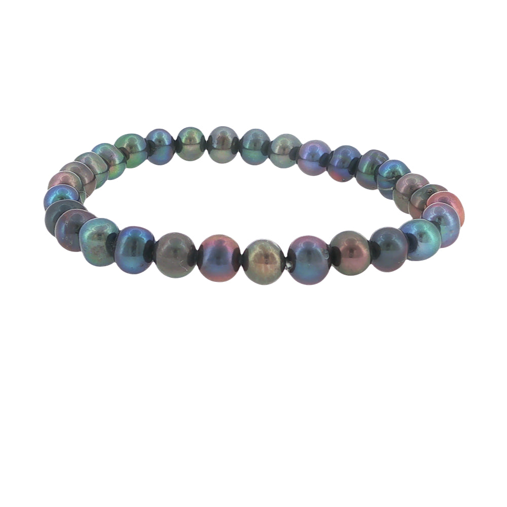 Peacock freshwater pearl elastic bracelet 6-7mm