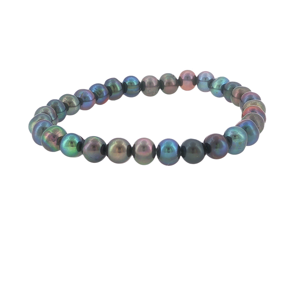 Peacock freshwater pearl elastic bracelet 6-7mm