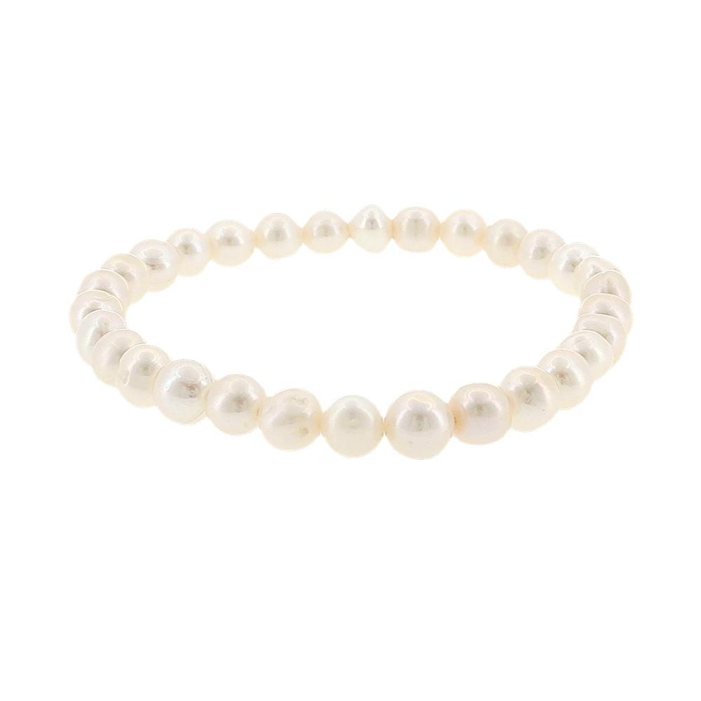 White potato freshwater pearl elastic bracelet 6-7mm